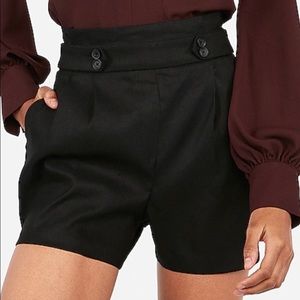 Express Super High Waisted Linen-Blend Button Front Shorts